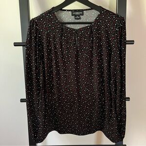 Liz Claiborne Career Work Blouse Size M Polka dot